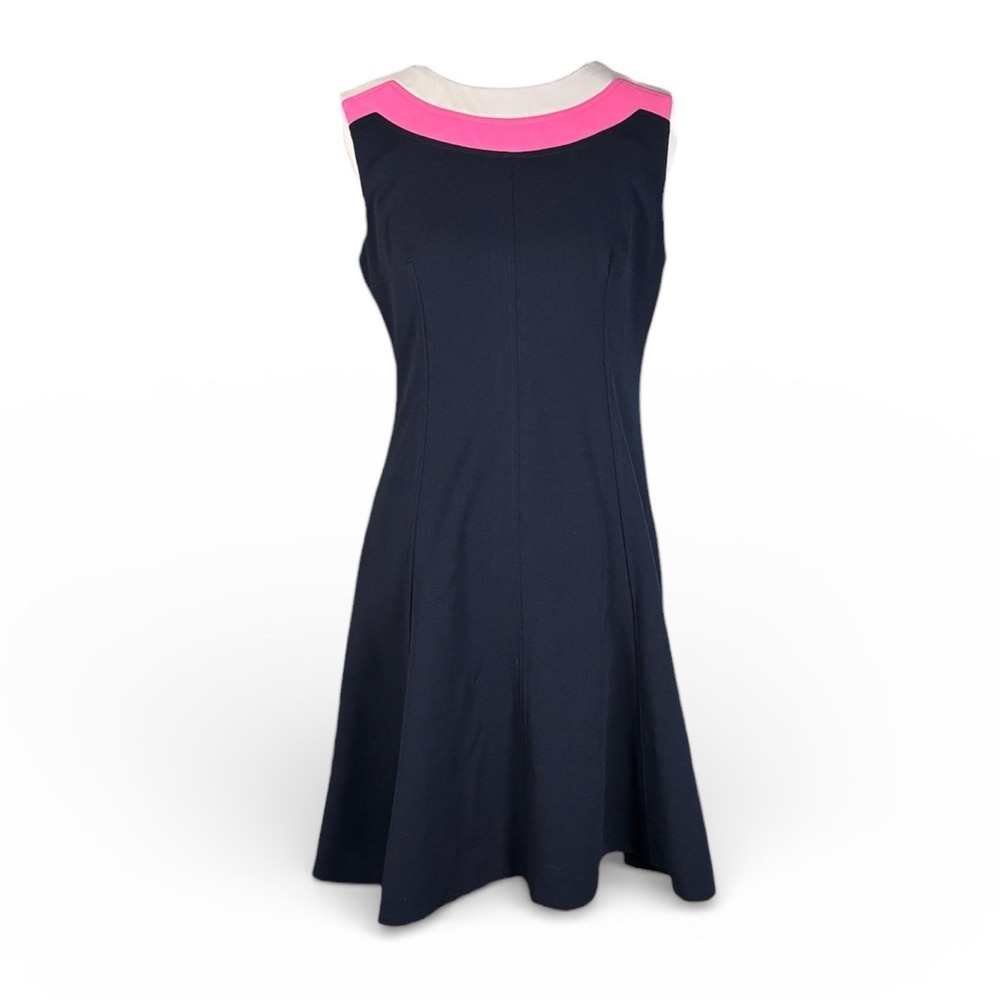 Tommy Hilfiger Colorblock Fit Flare Dress 4 Navy‎ Preppy Corporate Girlie EUC